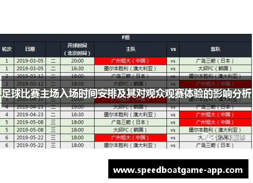 足球比赛主场入场时间安排及其对观众观赛体验的影响分析